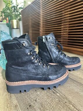 Montelliana 1965 Black Suede Lace-Up Lug Boots